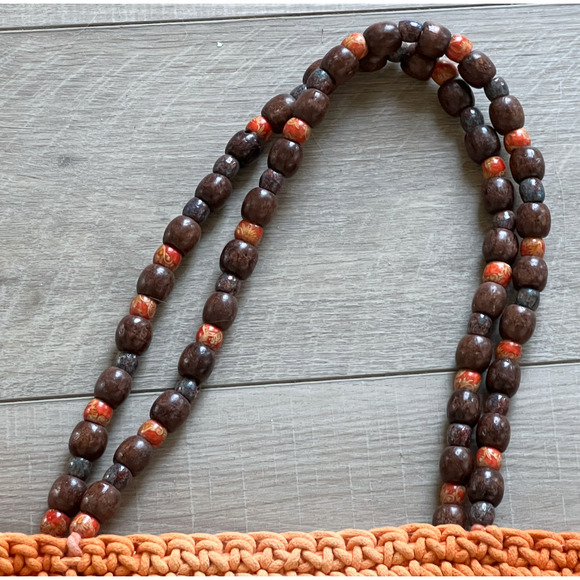 FREE PEOPLE FP COLLECTION ORANGE SUNRISE TAKE ME TO TULUM TOTE BAG BEADED WOVEN - Picture 7 of 10